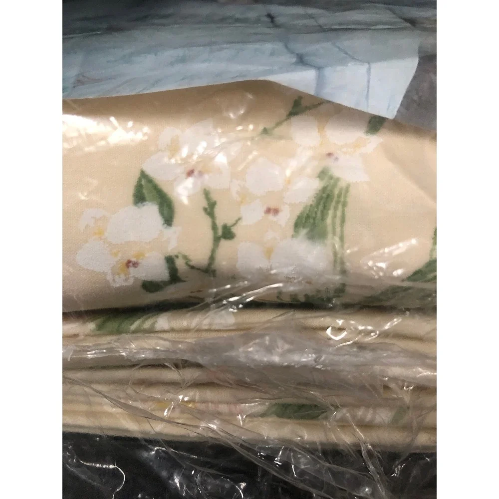 Vintage Tastemaker Full Bed Sheet Set Diamond Bouquet Yellow Floral Percale NOS